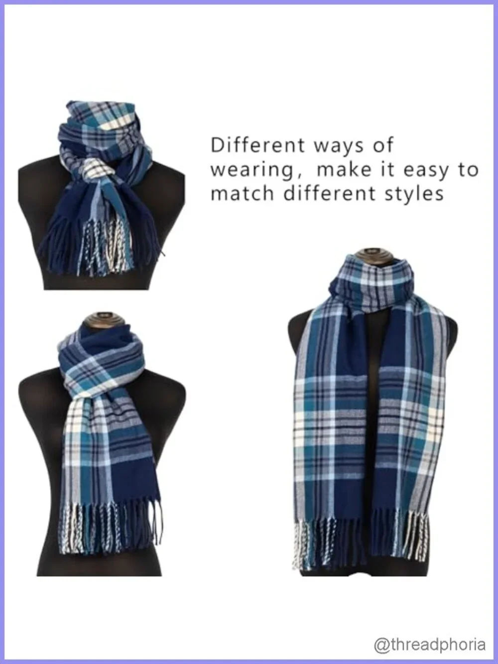 Soft Polyester Tartan Fringed Scarf & Shawl Wrap